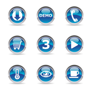 Collection of 9 pictos glossy icons web 2.0