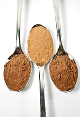 Gemahlener Zimt und Kakao