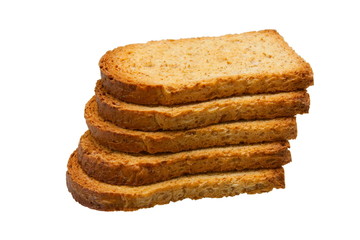 Stack of fresh toasts isolated on white