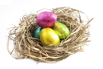 easter eggs in nest
