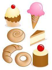 bread, fruit cake and ice cream