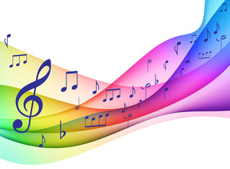 Color Spectrumwave with Musical Notes Original Vector Illustrati