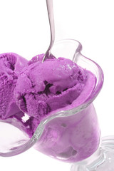 pink color ice cream over white
