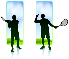 Tennis Player set with Nature Frame Background