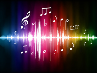 Color Spectrum Pulse with Musical Notes