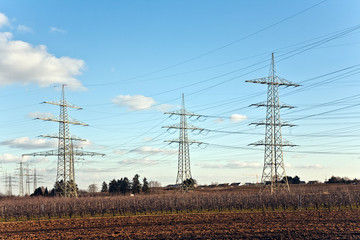 electricity tower for energy in beautiful landscape