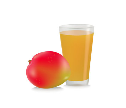 Glass of mango juice. Vector illustration