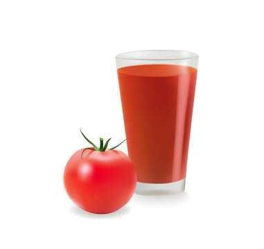 Glass of tomato juice. Vector illustration