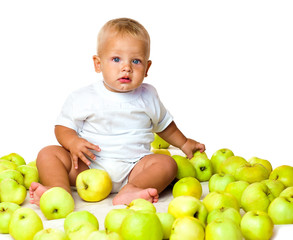 Fototapeta premium kid with apples