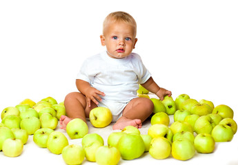 Fototapeta premium kid with apples