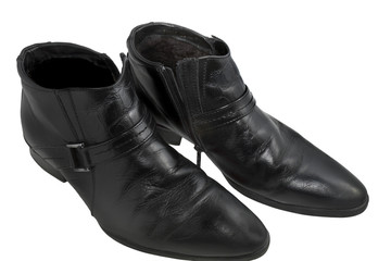 Winter boots with laces on a white background