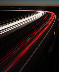 Night highway (Cars in a rush moving fast on a highway  (speedwa © lightpoet