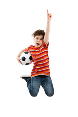 Fototapeta premium Boy jumping isolated on white background