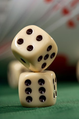 playing card chips  and dice