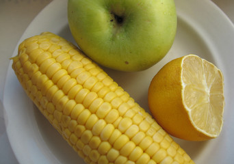 Corn and apple