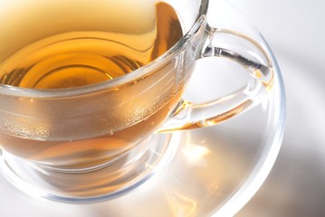 Detail einer gläsernen Teetasse