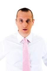 homme d'affaire surpris par ce qu'il voit