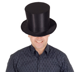 Brightly pictures of cheerful man in top hat (cylinder)