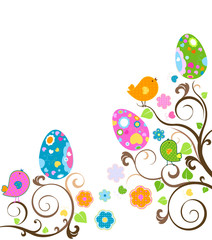 Fototapeta na wymiar birds and decorated eggs