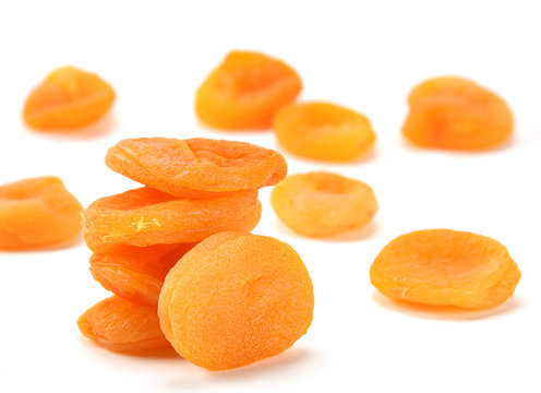 Dried apricot on white