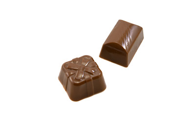 Chocolate sweets on the  white background