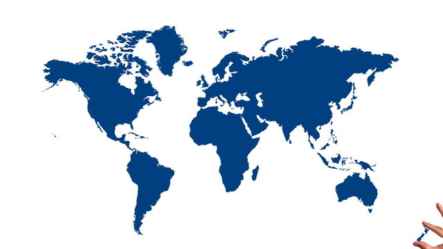 World map gathering by hands. With alpha.