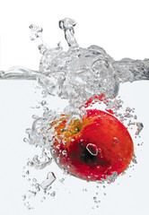 Apple in water splash