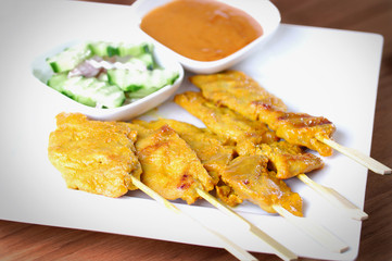 A plate of grill satay