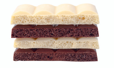 Black and white porous chocolate