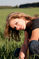 Happy young woman chilling