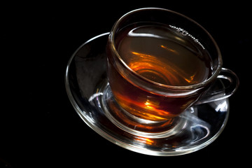 cup of tea black background