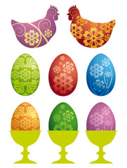 Galline e uova decorate
