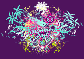 Partyflyer Vorlage Swirly Summer Party