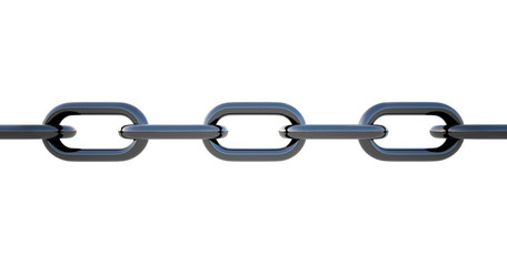 Obraz premium linked silver chain curve on white background