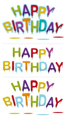 set of three happy birthday signs in vector mode