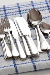 cutlery on a dishcloth