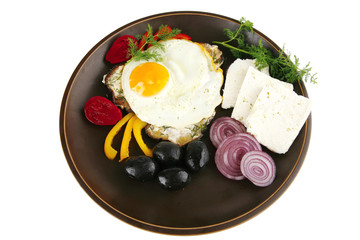 egg served on dark dish