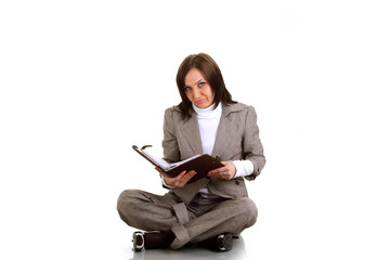 Business woman with timer sitting