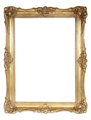 Gold frame isolated on white background with clipping path