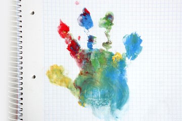 colorful hand paint print on notebook
