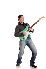Naklejka premium Rocker boy with e-guitar