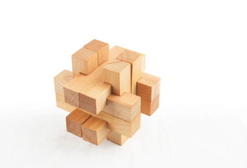Wooden  puzzle. Isolated on white background