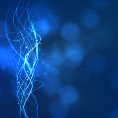 Blue abstract background with light strokes