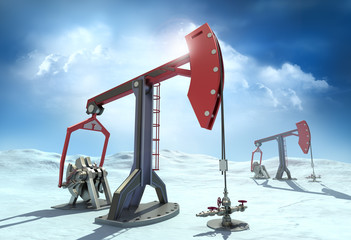 Oil Rig : Pump jacks in the north © Alex Mit