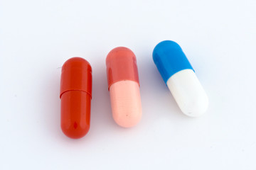 Capsules isolated on white background