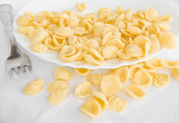 Orecchiette on white dish.