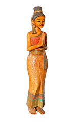 A Full Size Wooden Statue of an Eastern Lady.