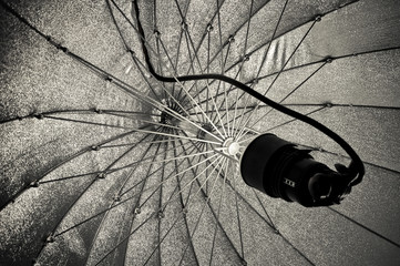 studio strobe lighting and reflective umbrella