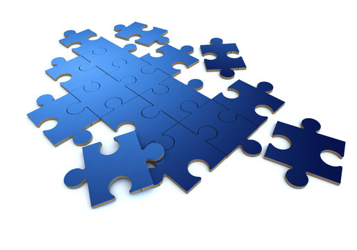 Blue  puzzle in white background