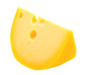 Piece of cheese isolated on white